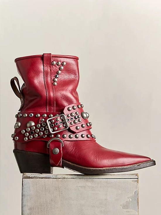 Free People Shoes - New Free People Axel Studded Leather Western Moto Boots